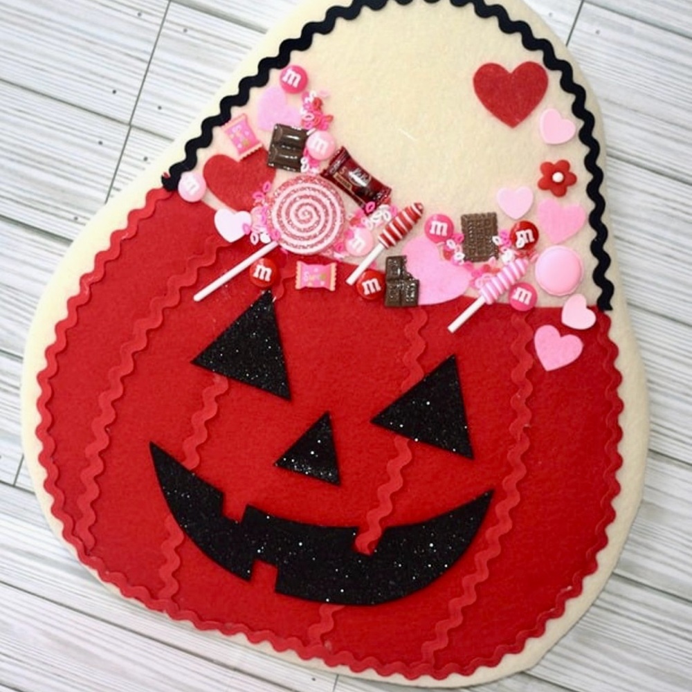 Festive Halloween Candy Wreath - Red and Black